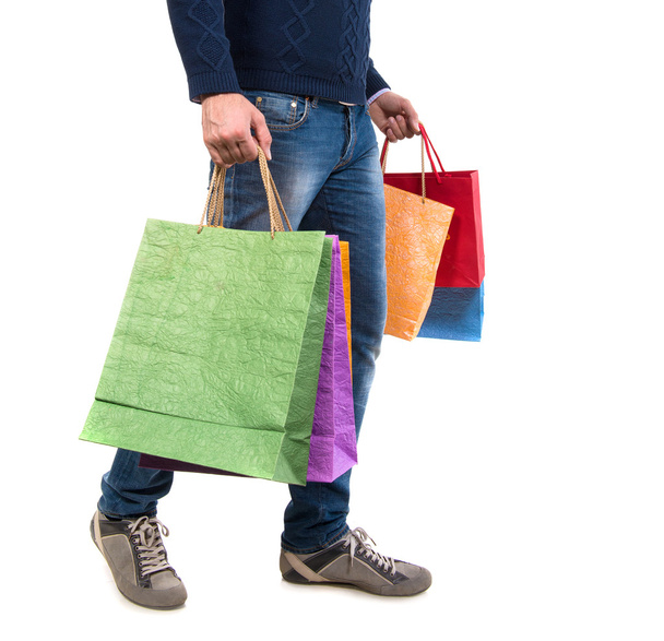 Happy handsome man with shopping bags - Photo, Image