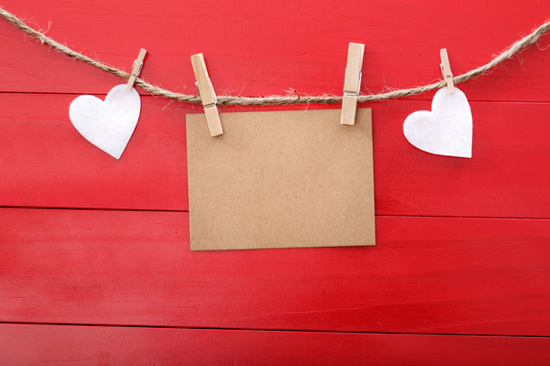Blank message card and hearts - 写真・画像