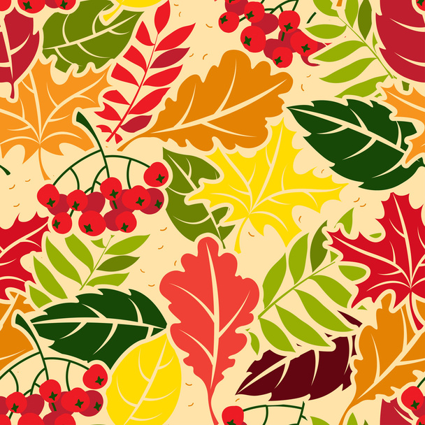 Autumn leaves seamless pattern. Flat style - ベクター画像