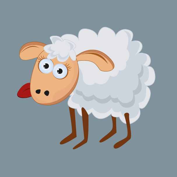 Una oveja graciosa con la lengua colgando. vector
 - Vector, Imagen