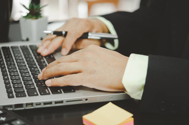 hand  business man is typing on a computer keyboard. - Фото, зображення