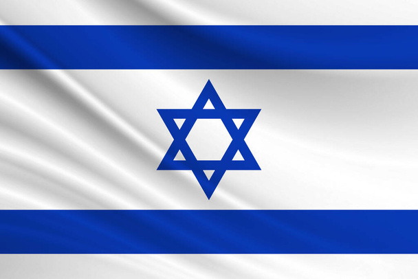 flag of israel waving in the wind. vector illustration. - 写真・画像