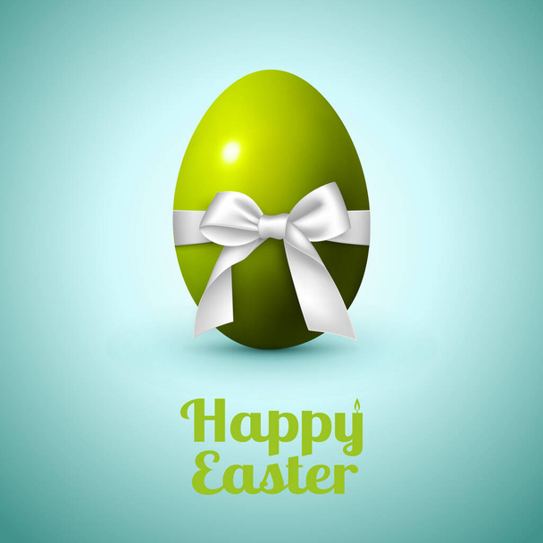 Abstract image of a large egg with a white bow and congratulations on Easter - Vector illustration - Фото, изображение