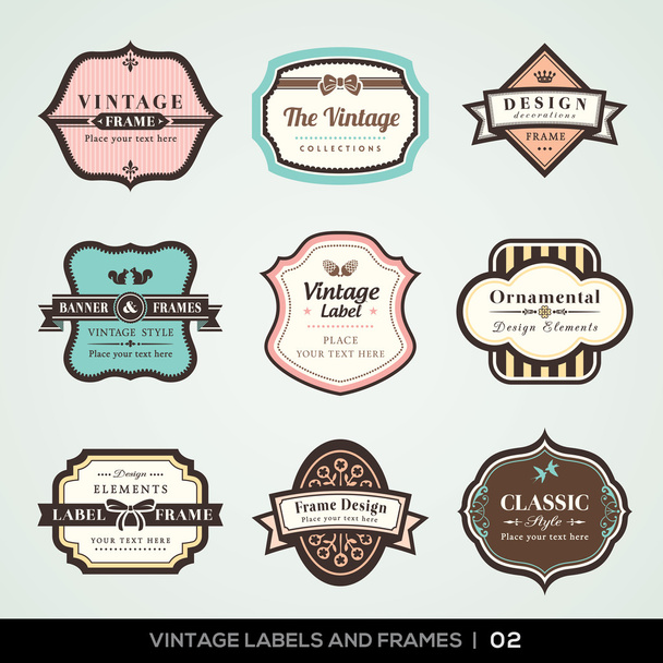 Vintage labels and frames - Vector, Image