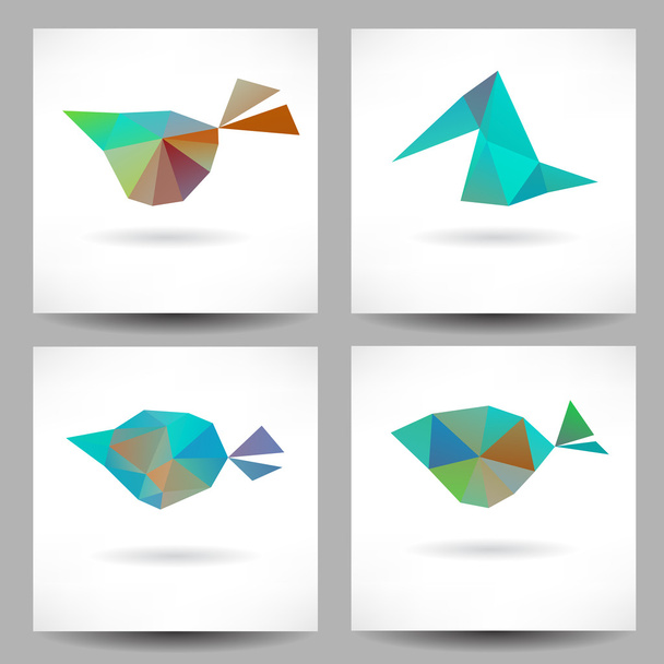Backgrounds with abstract triangle birds - Vektör, Görsel