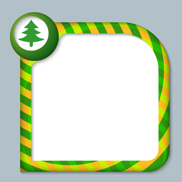 striped frame for entering text with tree symbol - Vektor, Bild