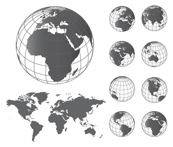 世界, 世界地図 - ベクトル イラスト マップ - ベクター画像