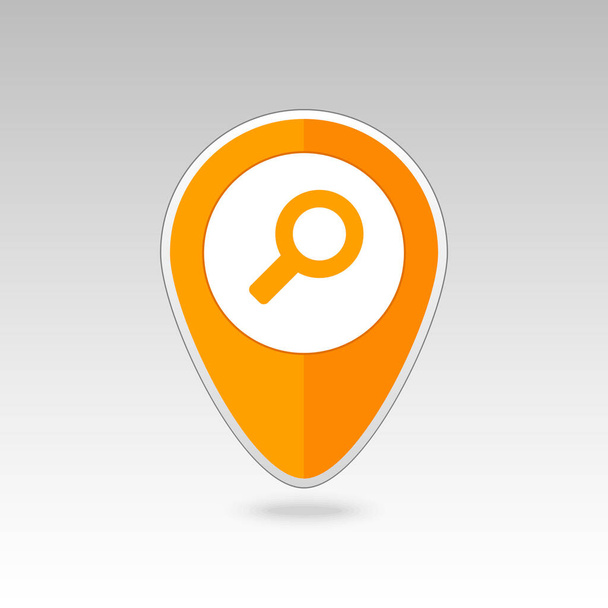 Search pin map icon. Vector magnifier or loupe map pointer. Magnifying glass map markers. Destination vector icon. GPS location symbol. Mapping pins icon file has transparency, shadow under the icons. - 写真・画像