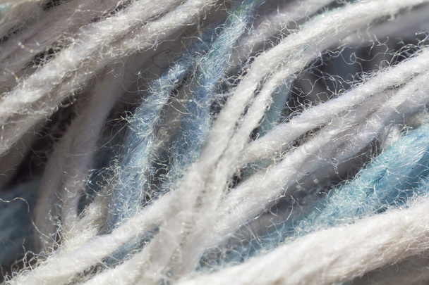 wool yarn white and blue - Fotoğraf, Görsel