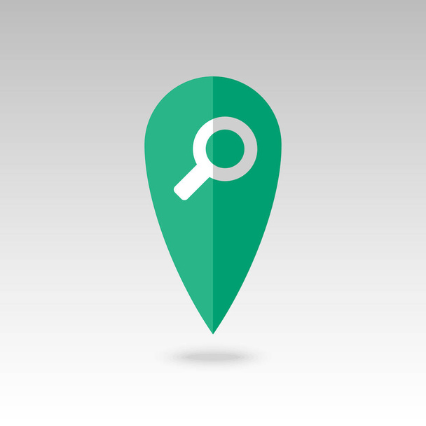 Search pin map icon. Vector magnifier or loupe map pointer. Magnifying glass map markers. Destination vector icon. GPS location symbol. Mapping pins icon file has transparency, shadow under the icons. - 写真・画像