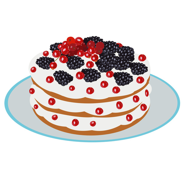 Delicious berry cake - Vector, Image