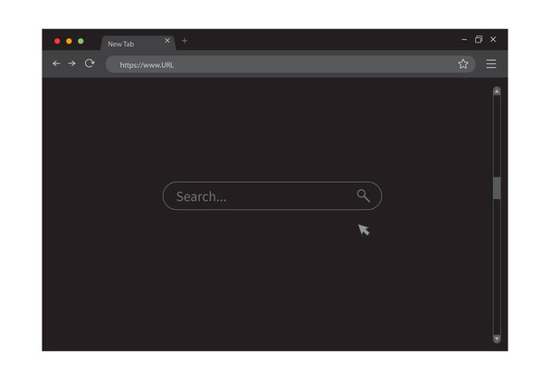 Moderna maqueta de navegador oscuro para el sitio web. Interfaz de usuario de página web. Plantilla navegador de Internet. Ilustración vectorial. - Vector, Imagen
