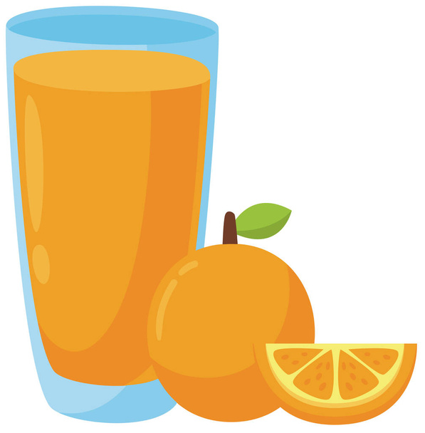 orange juice glass breakfast vitamin natural tropical juicy illustration - Fotoğraf, Görsel