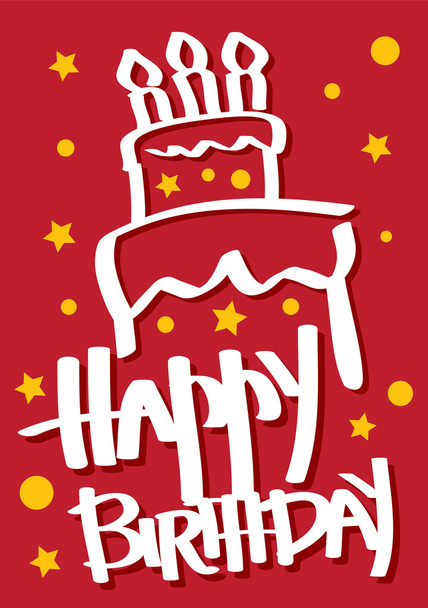Birthday Card with Cake - Vector, Image