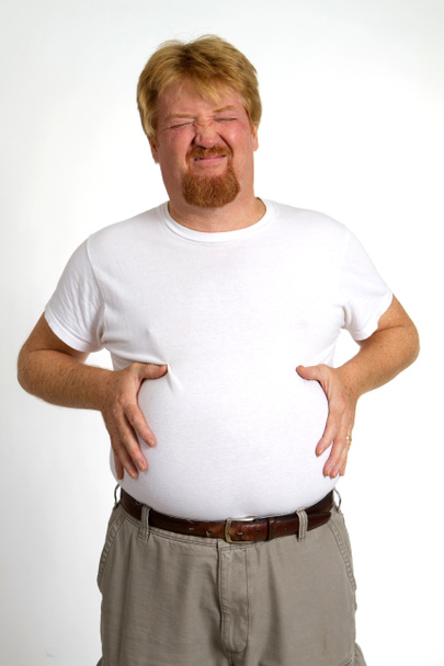 太り過ぎの消化不良の男 - 写真・画像
