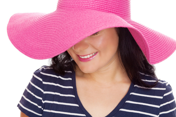 Young beautiful woman in a summer hat - Foto, Imagem