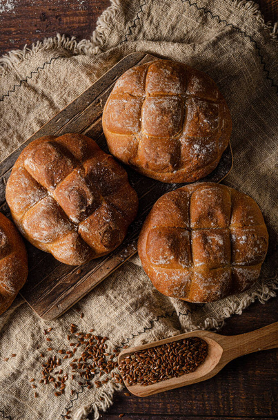 Delicious rye pastry buns, fresh and salty - Photo, image