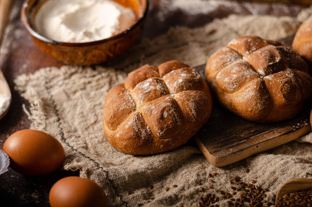 Delicious rye pastry buns, fresh and salty - Foto, Imagem
