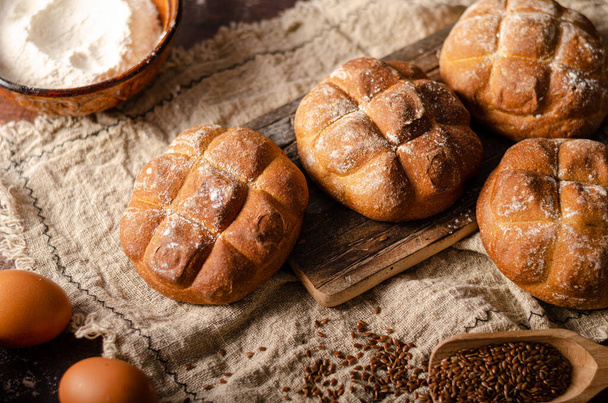 Delicious rye pastry buns, fresh and salty - Photo, image