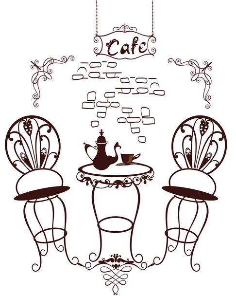 Cafe symbols - table and chairs - ベクター画像