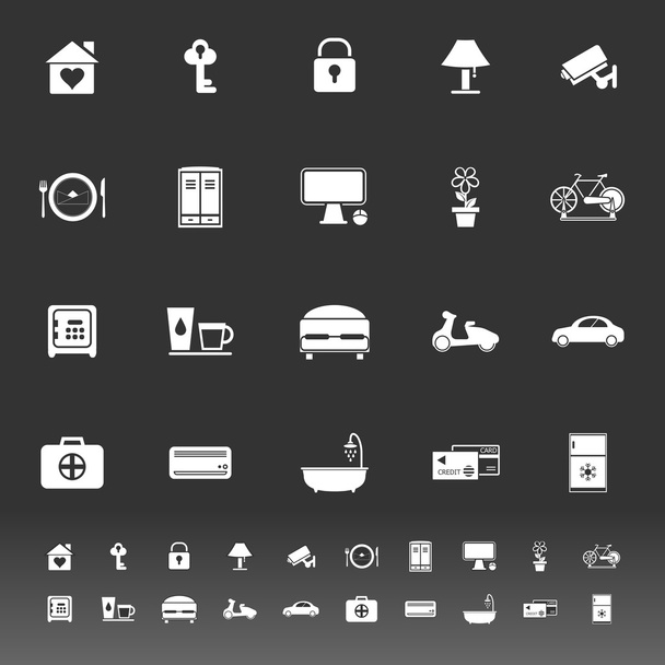 General home stay icons on gray background - Vector, imagen