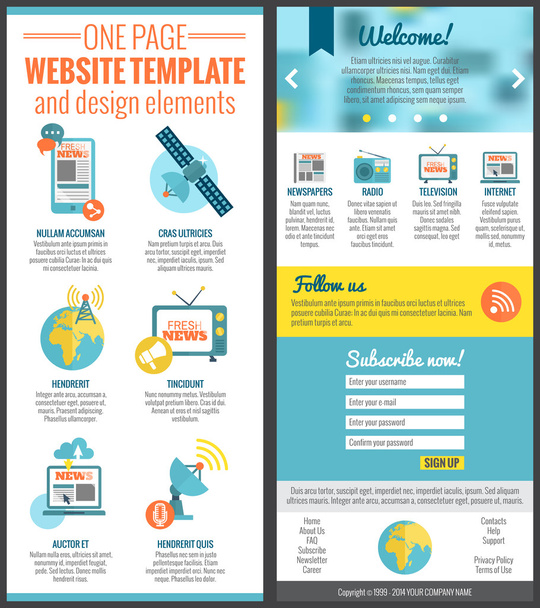 One page web site template - Vector, Image