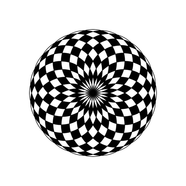 ilustración vectorial, mandala, ornamento circular abstracto negro sobre un fondo blanco, motivos étnicos, patrón estilizado para papel pintado y textil - Vector, imagen