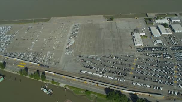 Aerial view motor vehicles Annacis Island Vancouver - Footage, Video