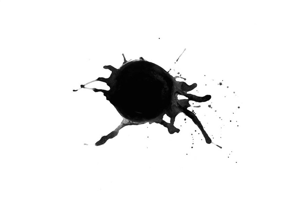 black paint splash isolated on white background - Фото, изображение