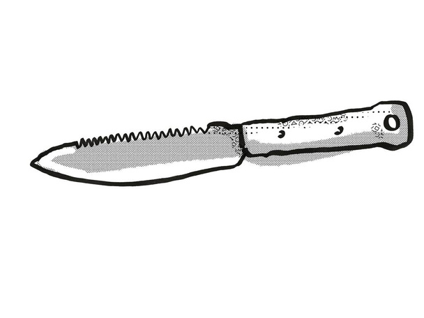Retro cartoon style drawing of a garden farmers dagger or garden knife , a garden or gardening tool equipment on isolated white background done in black and white - Foto, afbeelding