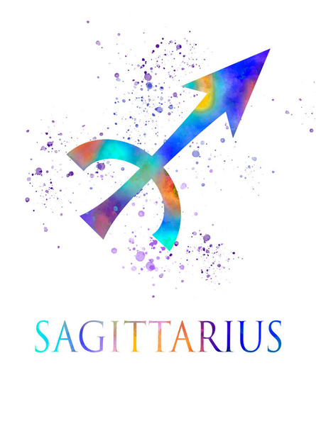 Sagittarius astrological sign in watercolor - Фото, изображение