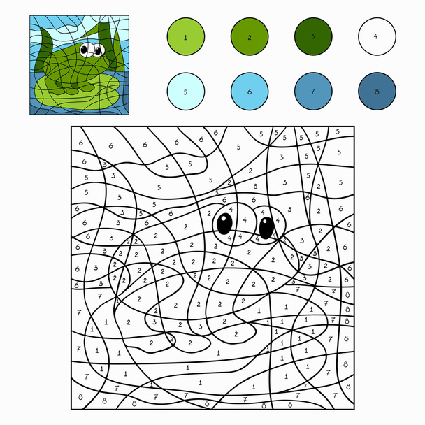 Vybarvit podle čísla (žába) - Vektor, obrázek