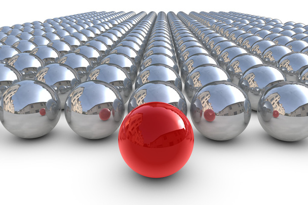 Esfera líder roja con esferas cromáticas
 - Foto, imagen