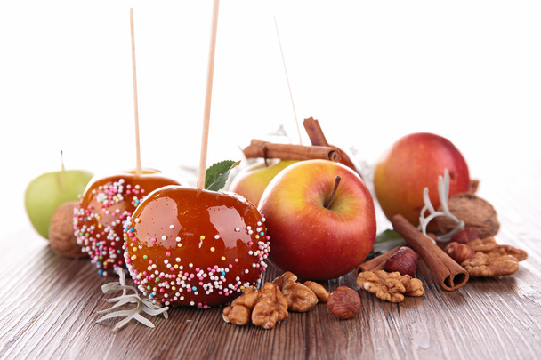 Caramel apples and ingredients - Foto, imagen