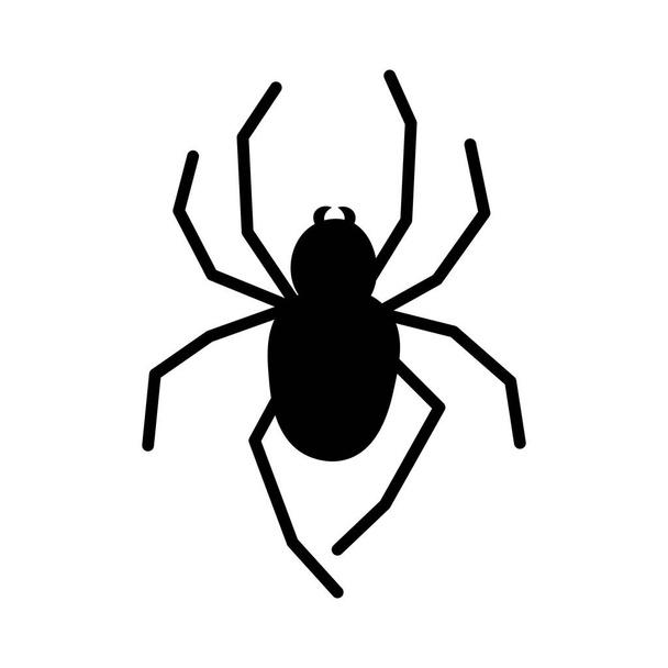  Doodle halloween scary black silhouette spider - Vector, Image