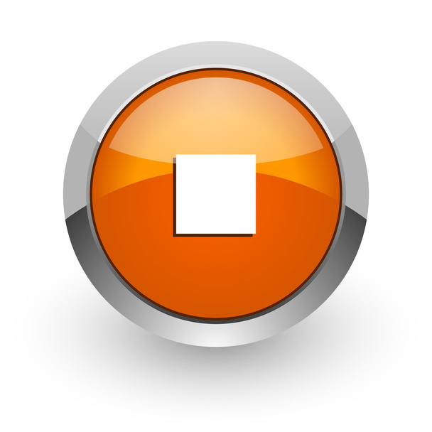 stop orange glossy web icon - Photo, Image