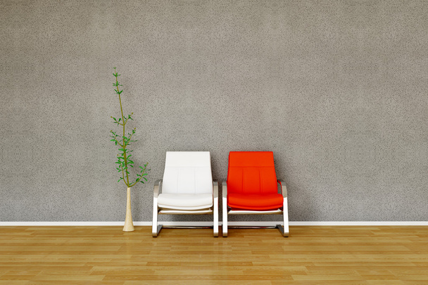 twee stoel met plant - Foto, afbeelding