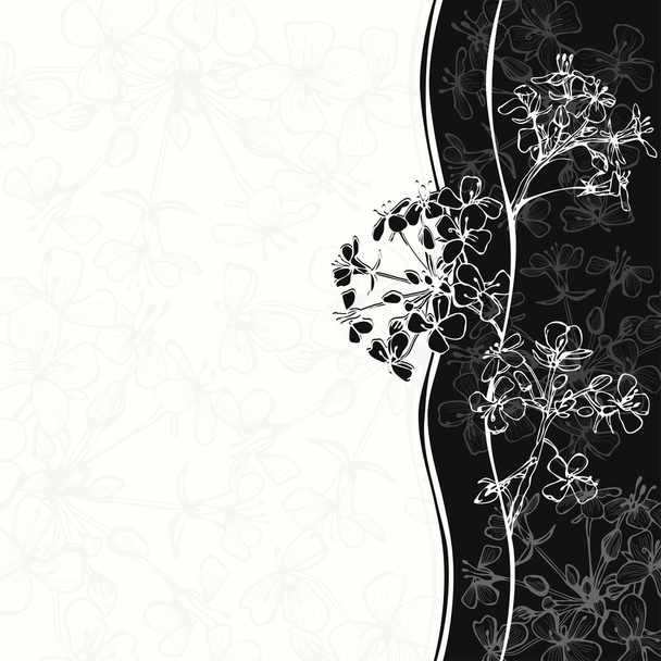 Monochrome floral  invitation card - Vector, imagen