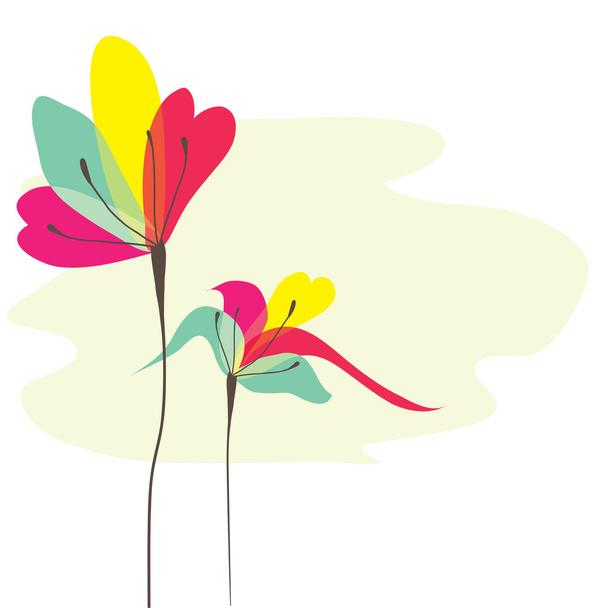 Abstract background with fun flowers. Vector illustration - Vektör, Görsel