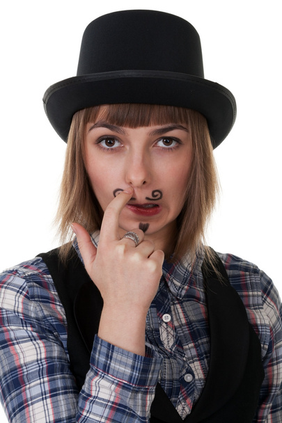 Girl with painted mustaches - Foto, Imagem