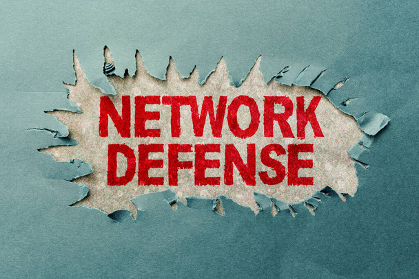 Sign displaying Network Defense. Business approach easures to protect and defend information from disruption Thinking New Writing Concepts, Breaking Through Writers Block - Photo, Image