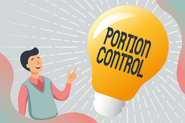 Konzeptionelle Bildunterschrift Portion Control. Internet-Konzept, das die korrekten Maße oder Portionsgrößen nach Kalorien kennt, Online-Erfassung von Bildungsdokumenten, Ausfüllen von Umfragefragen - Foto, Bild