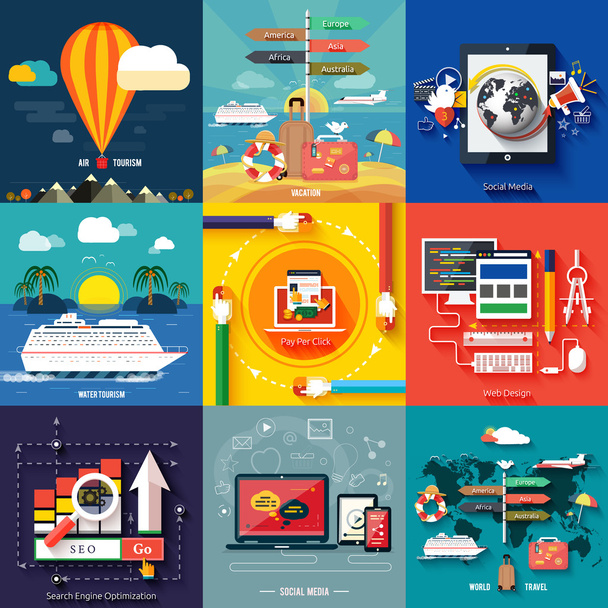 Icons für Webdesign, SEO, Social Media - Vektor, Bild