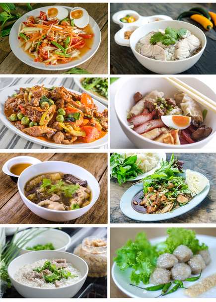 συλλογή του κολάζ από φωτογραφίες της Ταϊλάνδης τροφίμων - Φωτογραφία, εικόνα