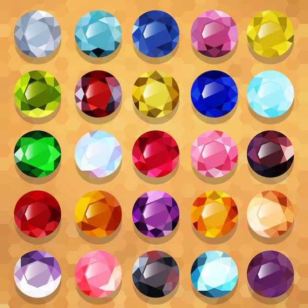 Conjunto de pedras preciosas multicoloridas redondas
 - Vetor, Imagem
