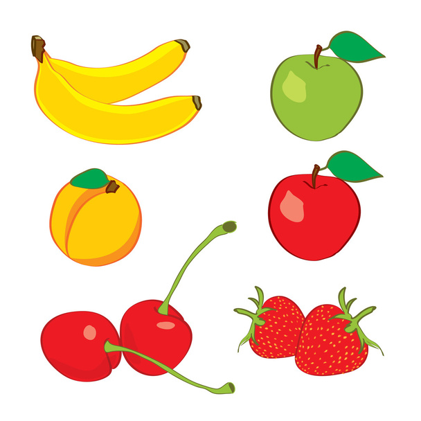 Colorful fruits in hand drawn sketch - Vector, Image