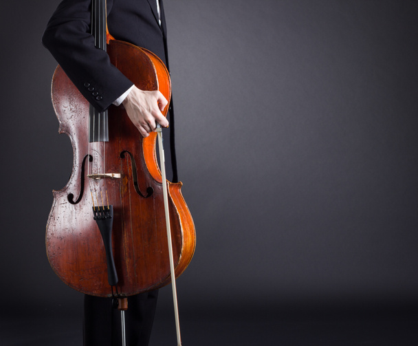 Músico de violoncelo de pé
 - Foto, Imagem