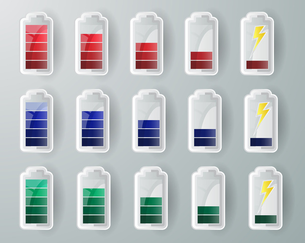 Set of Colorful Battery - Vector, Image
