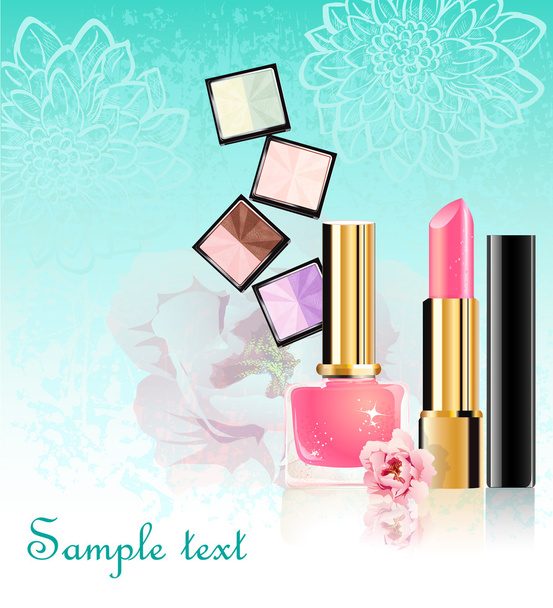 Set de cosméticos con flores
 - Vector, Imagen