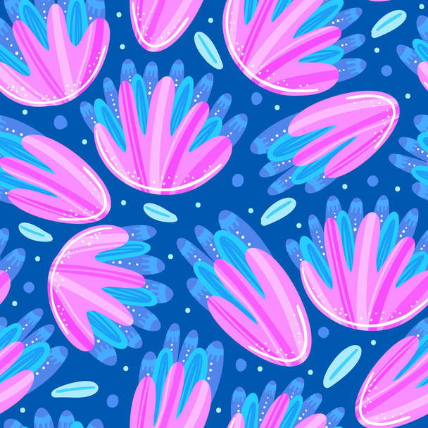 Floral seamless pattern. Hand drawn beautiful flowers. Colorful repeating background with blossom. Speckled petals. Design for wallpaper, textiles, wrapping paper, card. Vector illustration, eps10 - Foto, imagen